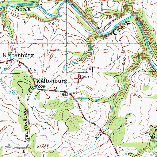 Topographic Map of Pat Cantrell Cemetery, TN