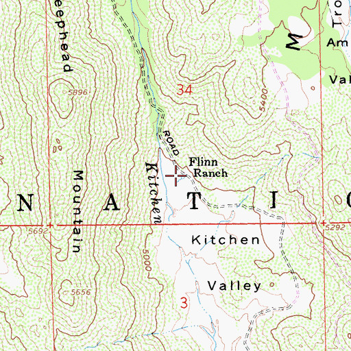 Topographic Map of Flinn Ranch, CA
