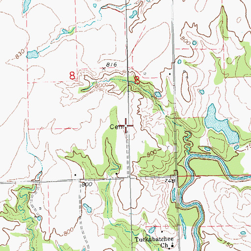 Topographic Map of Harjo Cemetery, OK