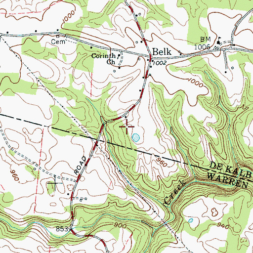 Topographic Map of Chisam Cemetery, TN