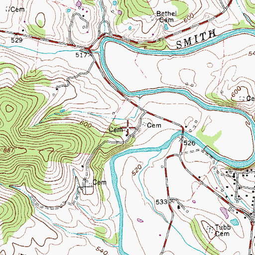 Topographic Map of Christian Cemetery, TN