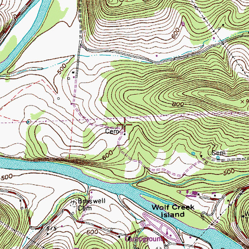 Topographic Map of Coggin Cemetery, TN