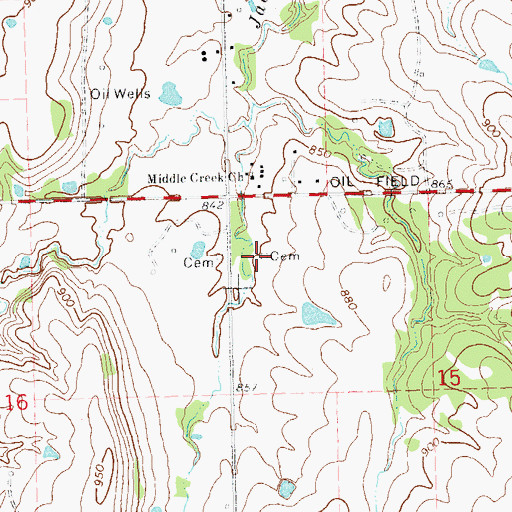 Topographic Map of Jacobs Cemetery, OK