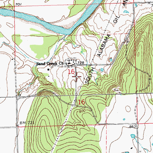 Topographic Map of Sand Creek Cemetery, OK