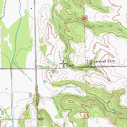 Topographic Map of Tiger Cemetery, OK