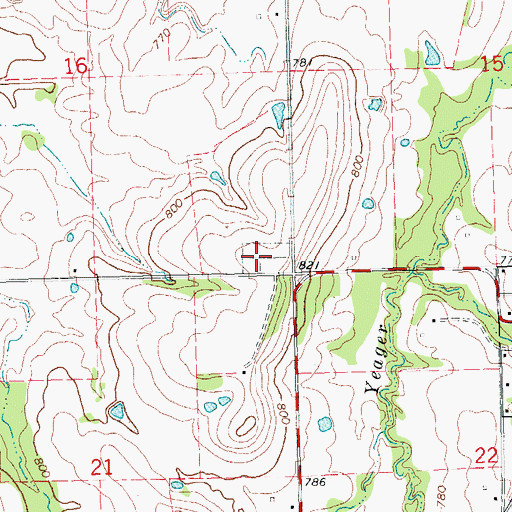 Topographic Map of Yeager Oakhill Cemetery, OK