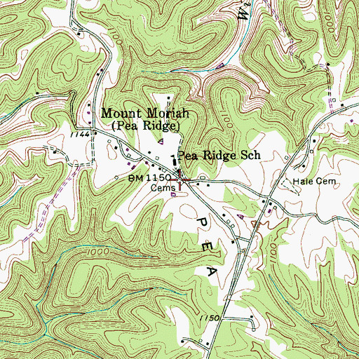 Topographic Map of Cripps Cemetery, TN