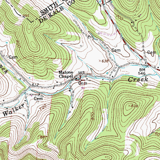 Topographic Map of Dedman Cemetery, TN