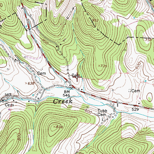 Topographic Map of Driver Cemetery, TN