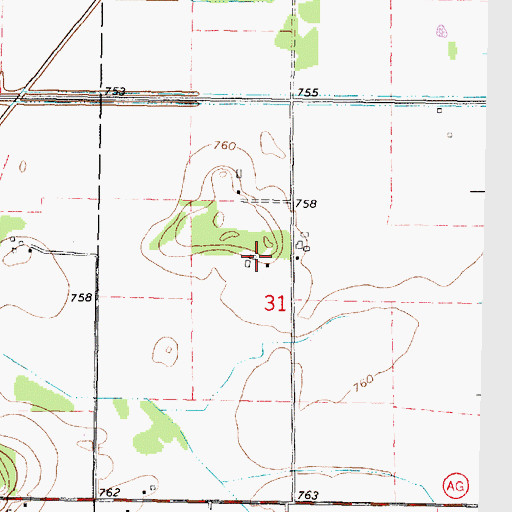 Topographic Map of Cross Farm, WI