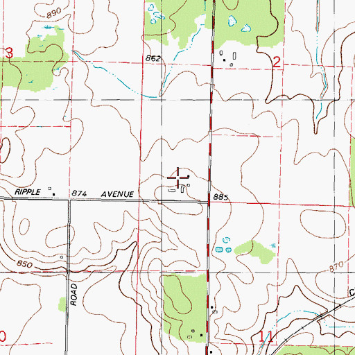 Topographic Map of Hilltop Acres, WI
