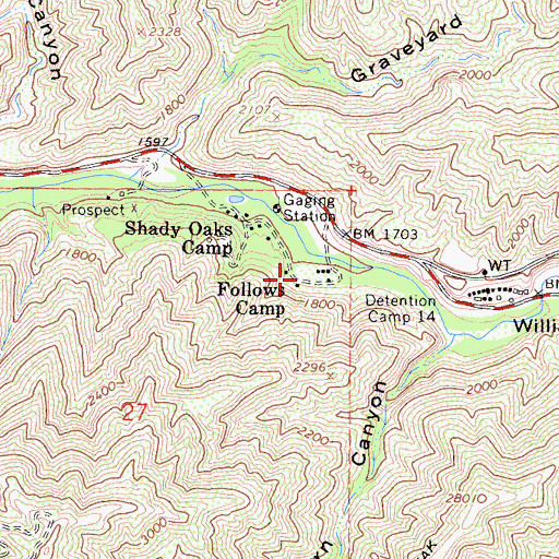 Topographic Map of Follows Camp, CA