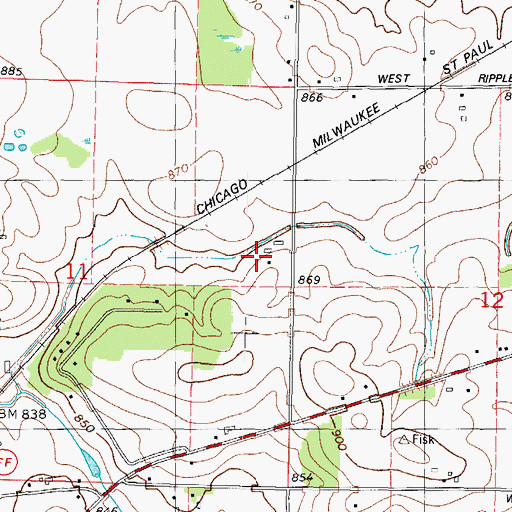 Topographic Map of Gizmo Farm, WI