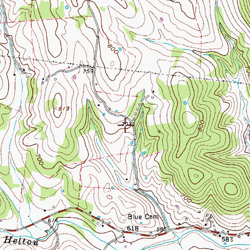 Topographic Map of Eaton Cemetery, TN