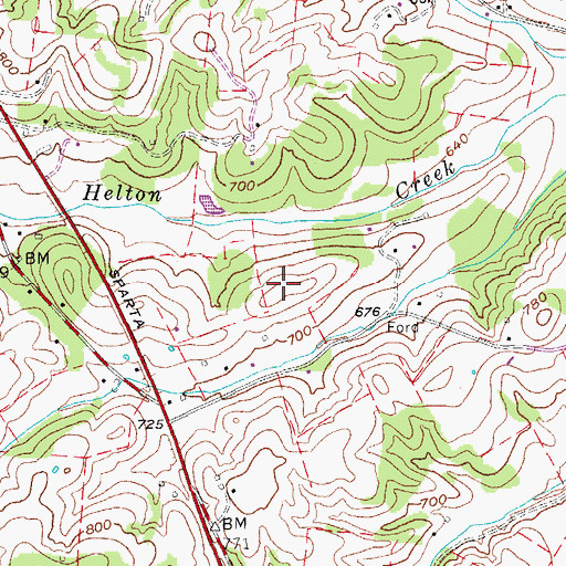 Topographic Map of Ervin Cemetery, TN