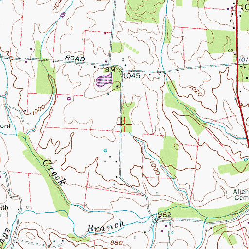 Topographic Map of Ferrell Cemetery, TN