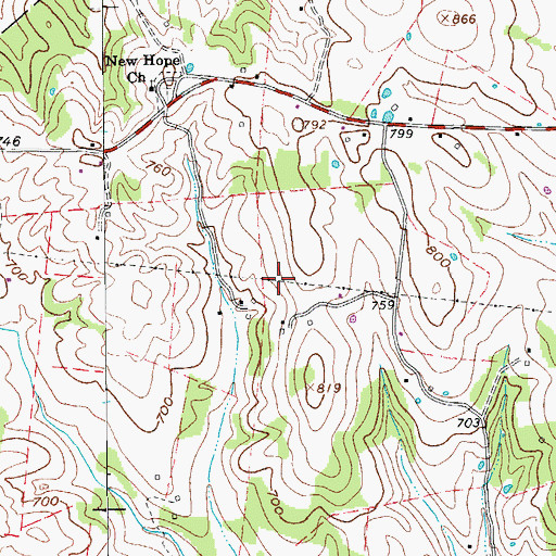 Topographic Map of Foutch Cemetery, TN