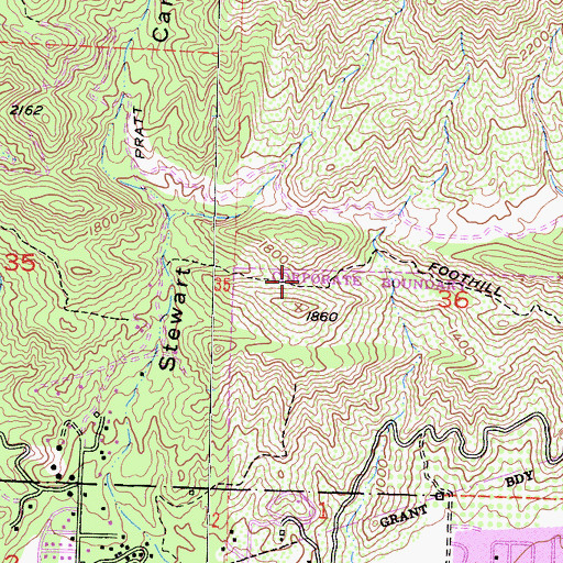 Topographic Map of Foothill Trail, CA