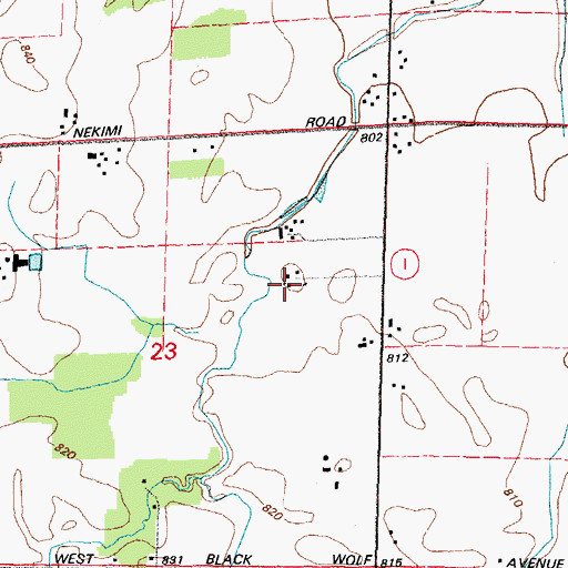 Topographic Map of Zwicky Farm, WI