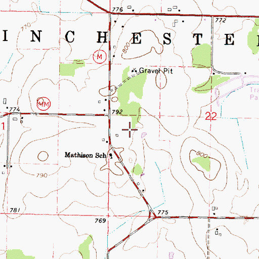 Topographic Map of Larsen Farm, WI