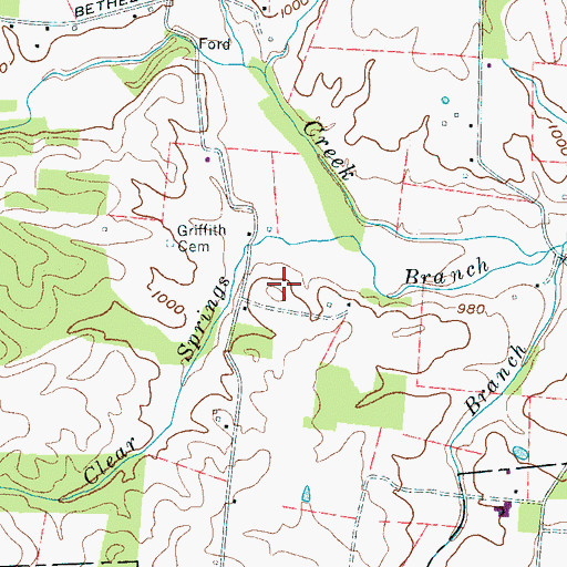 Topographic Map of Griffith Cemetery, TN