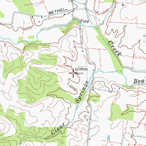 Topographic Map of Griffith Cemetery, TN