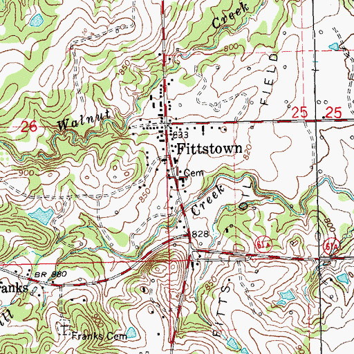 Topographic Map of Fittstown Baptist Church, OK