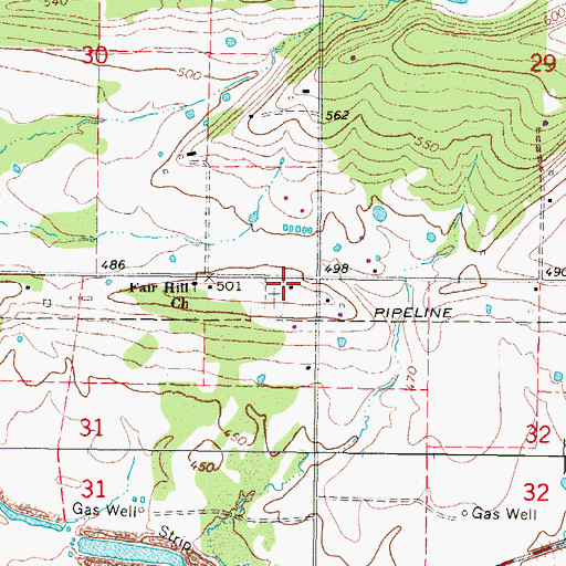 Topographic Map of Fairhill Cemetery, OK