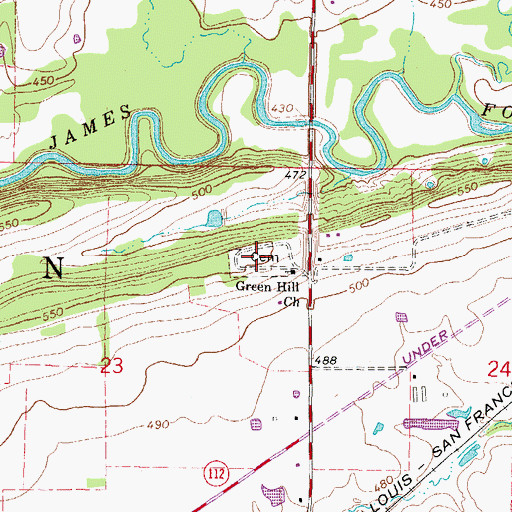 Topographic Map of Greenhill Cemetery, OK