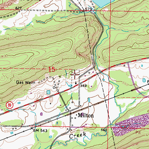 Topographic Map of Milton Cemetery, OK