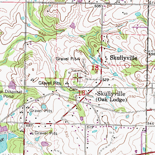 Topographic Map of Skullyville Cemetery, OK