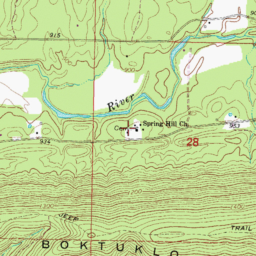 Topographic Map of Spring Hill Cemetery, OK