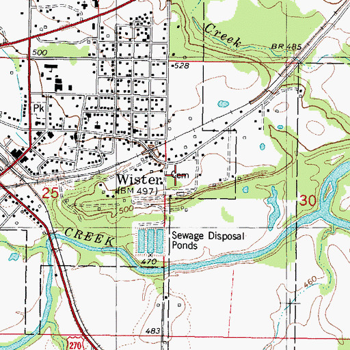 Topographic Map of Wister Cemetery, OK