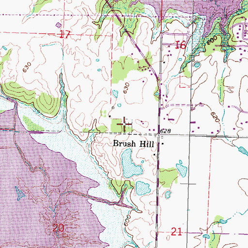 Topographic Map of Brush Hill Cemetery, OK