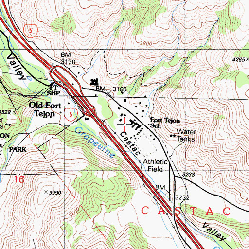 Topographic Map of El Tejon Elementary School, CA