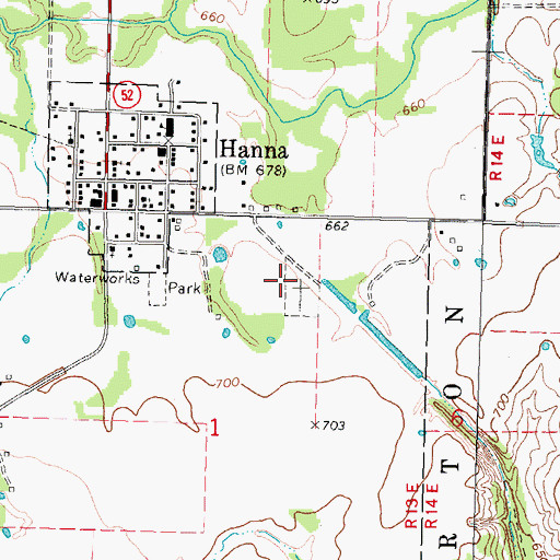 Topographic Map of Hanna Cemetery, OK