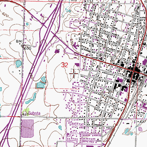 Topographic Map of Indian Territory Checotah Cemetery, OK