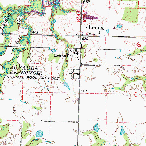 Topographic Map of Lenna Cemetery, OK