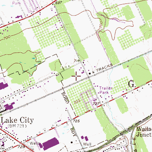Topographic Map of Crossing Gate Farms, PA