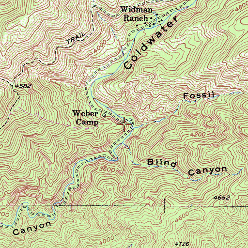 Topographic Map of Fossil Canyon, CA