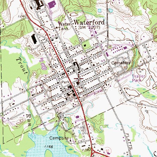 Topographic Map of Waterford Public Library, PA