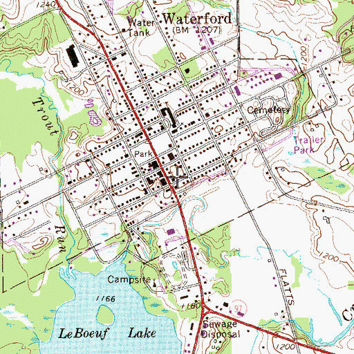 Topographic Map of Waterford Post Office, PA