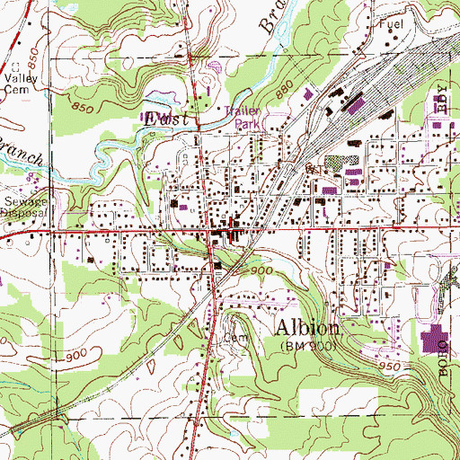 Topographic Map of Albion Post Office, PA