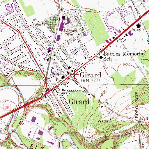 Topographic Map of Girard Post Office, PA