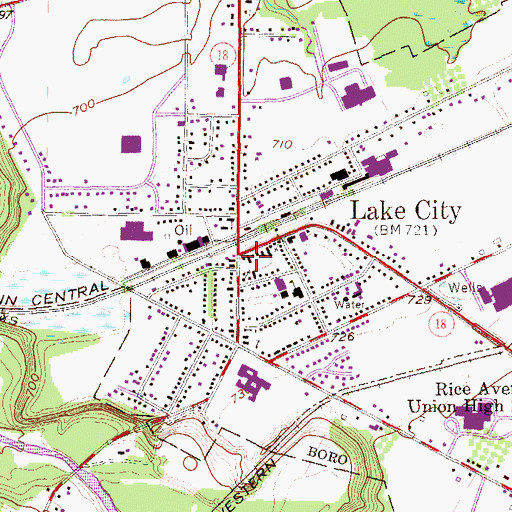 Topographic Map of Lake City Post Office, PA