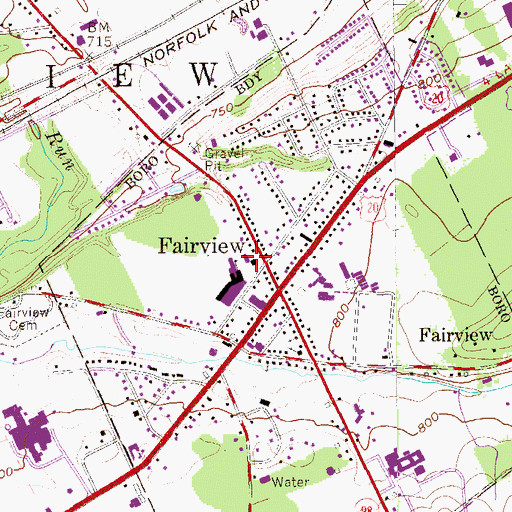 Topographic Map of Fairview Post Office, PA