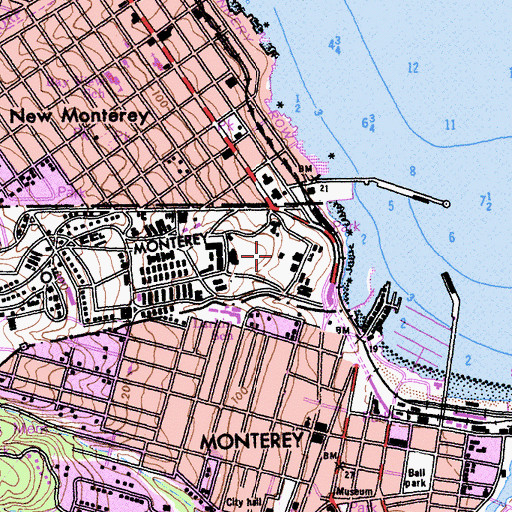 Topographic Map of Presidio of Monterey Museum, CA