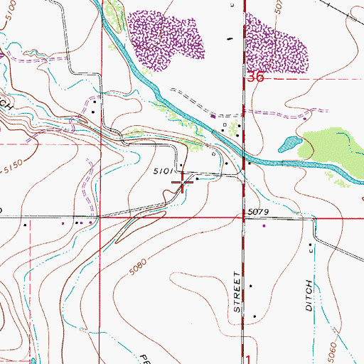 Topographic Map of Davis and Downing Ditch, CO