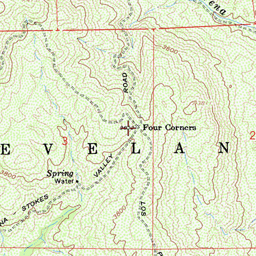 Topographic Map of Four Corners, CA