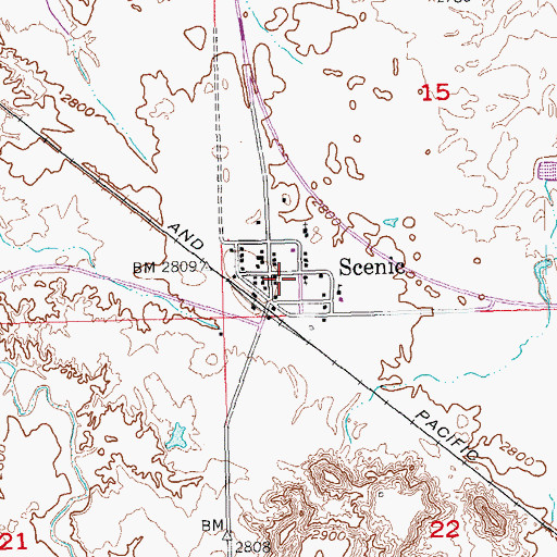 Topographic Map of Scenic Post Office, SD